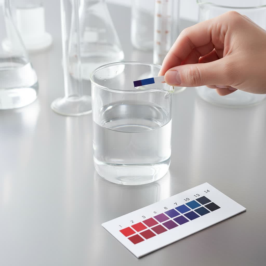 Color pH strip showing alkaline levels between 8 and 9