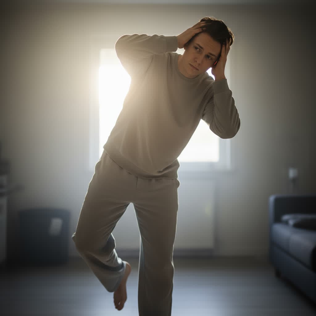 Person experiencing dizziness and lightheadedness from dehydration