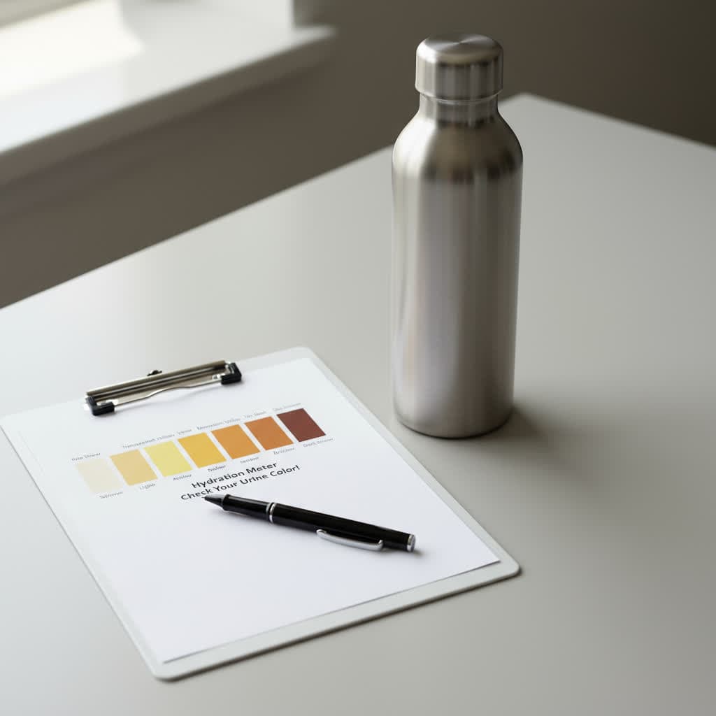 Urine color chart from pale straw to dark amber as a hydration guide